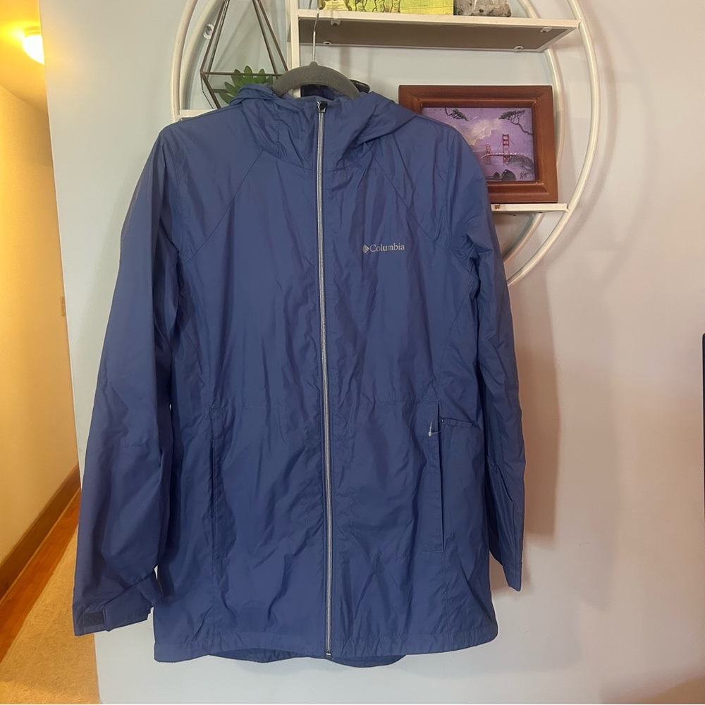 Columbia Women’s Medium M Periwinkle Blue Lined  Long Hooded Coat Jacket